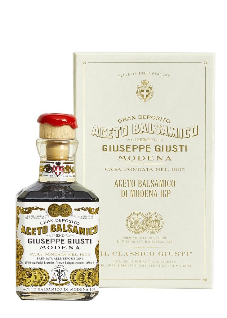 Giusti Vinaigre Balsamique de Modène IGP 2 Médailles d'Or  250ml Cubica avec boite cadeau